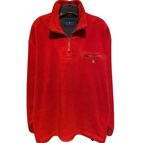 Gant Other - Gant USA The Rugger Fleece Red Half Zip Up Sweatshirt Size Large